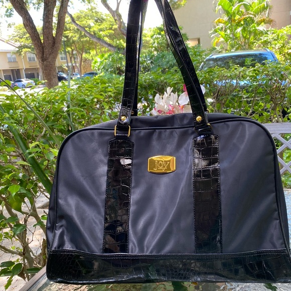 Joy Mangano Black Nylon and Gold Hardware Large Weekender - Picture 16 of 16